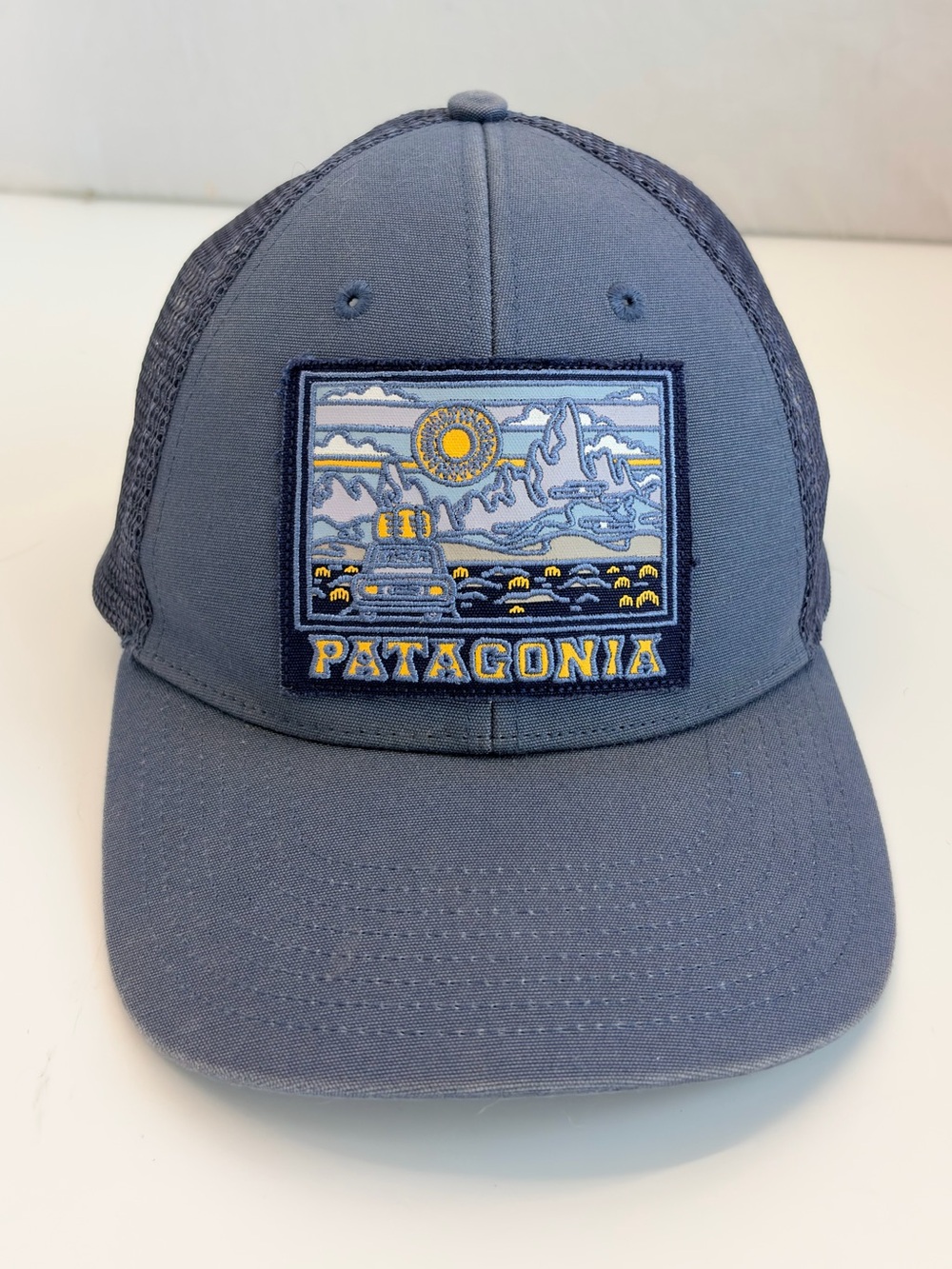 Patagonia Summit Road LoPro Trucker Hat Cap Mesh Faded Blue Mountains 38271